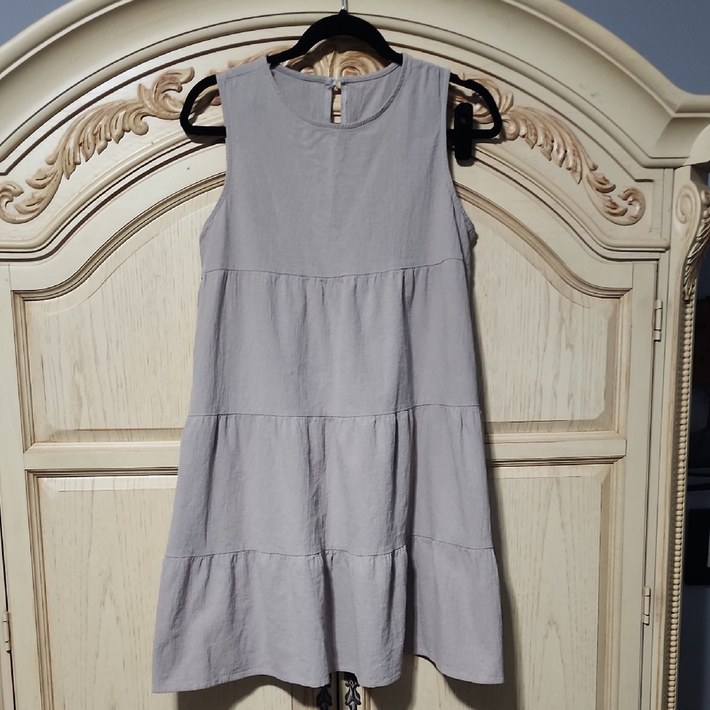 Sleeveless Gray Tiered Dress